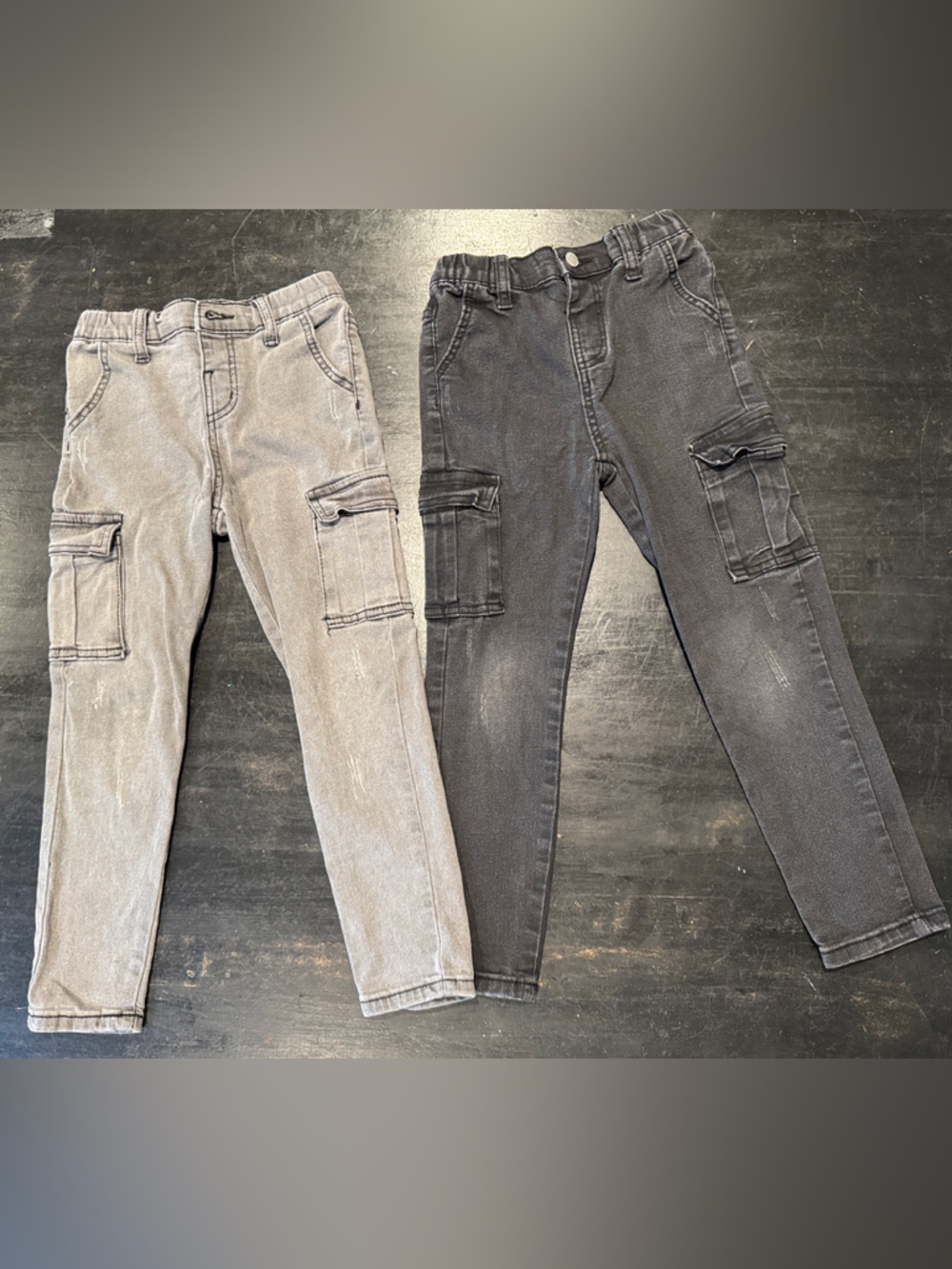 Black and Light Grey Cargo Jogger Pants- Boys Size 6